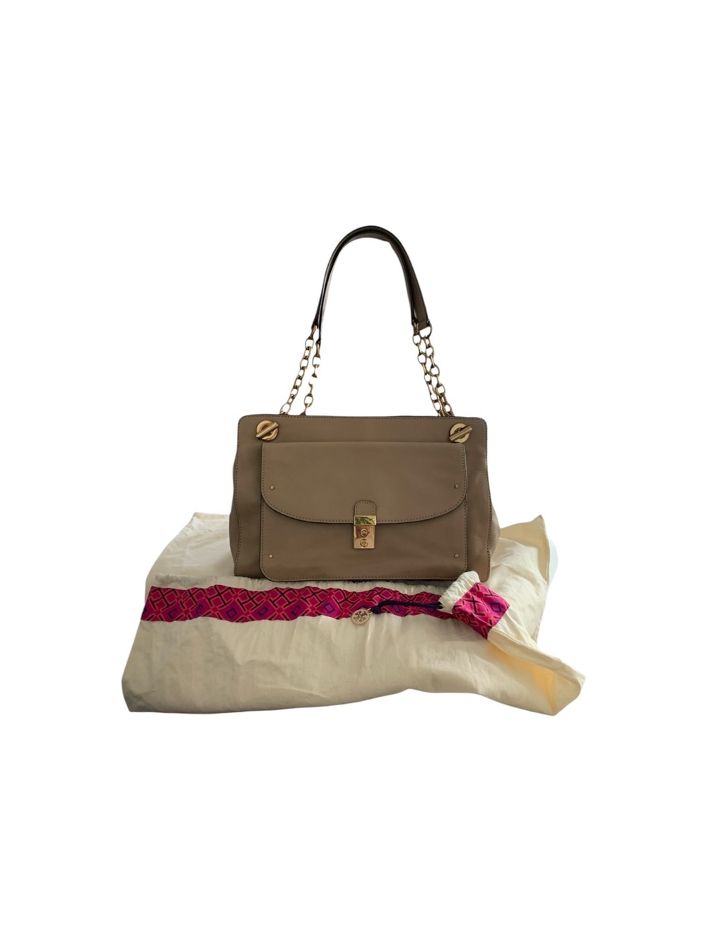 TORY BURCH Priscilla Beige Leather Shoulder Bag - Picture 2 of 10